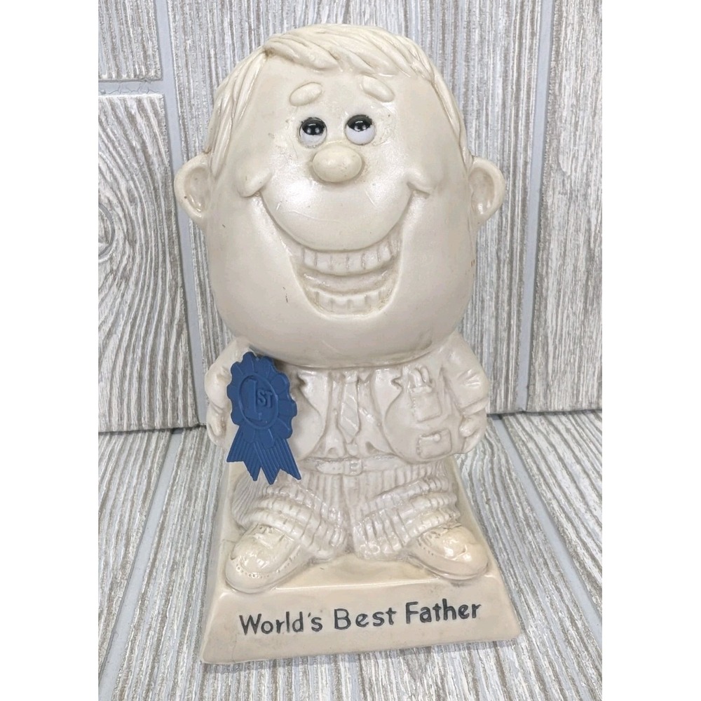 Vintage World's Best Father Figure Statue 70s R & W Berries Made USA Dad Award